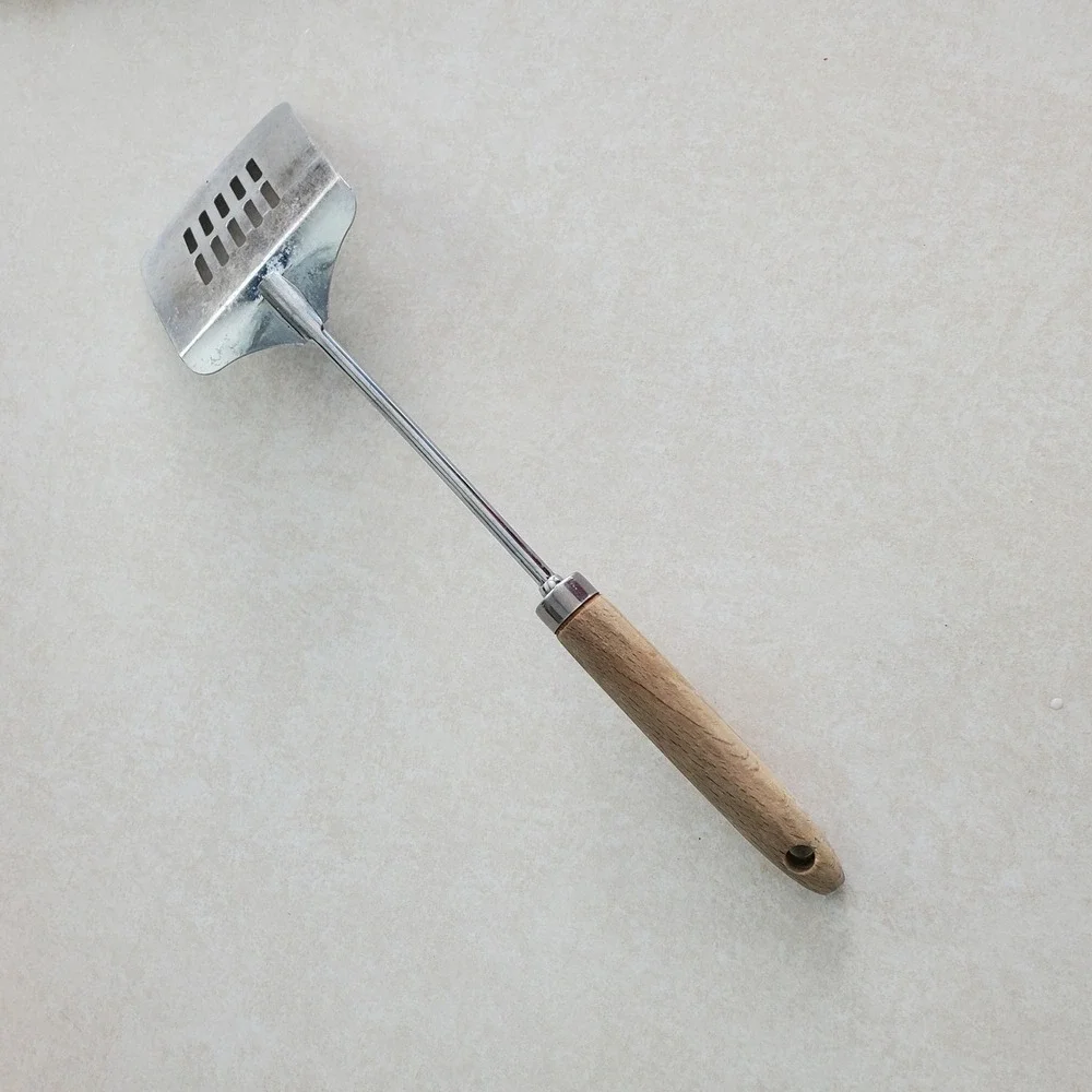 Vintage Metal Spatula Slotted Turner Wood Handle‎ Kitchen Utensil Cooking Tool